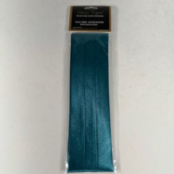 Bruno Capelo Men's Teal 3 Pleat Hat Band Premium 2 End Hooks 100% Satin - Picture 1 of 3